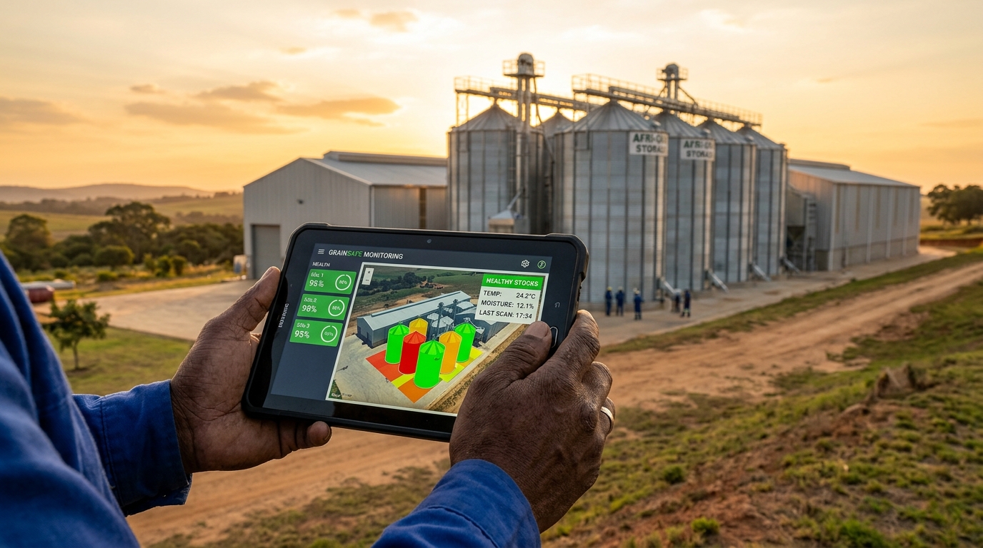 GrainGuard monitoring solution being used at a grain storage facility